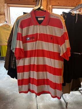 Vintage Payne Stewart Red and White Striped Polo Shirt XL United Auto Financing